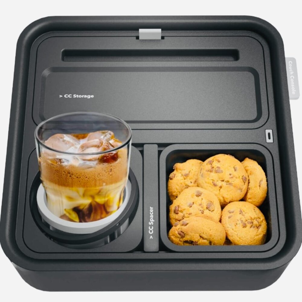 Universal Black Tablet & Accessory Stand with Cup Holder